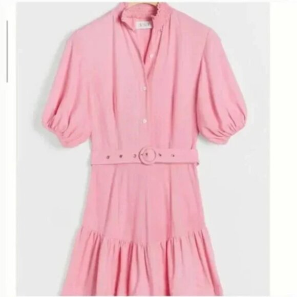 ⭐️ S/W/F Violetta Linen Boho Hippie Hipster Art Deco Farm Peasant Shirt Dress